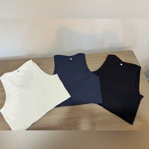 90 Degree By Reflex Ribbed Tank Top Set of 3 - Navy, White and Black